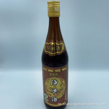 8 años de vino Shaoxing con botella de vidrio 600ml